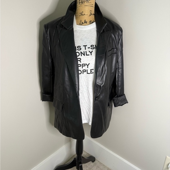 Endless Rose Black Faux Leather Blazer - Picture 8 of 9